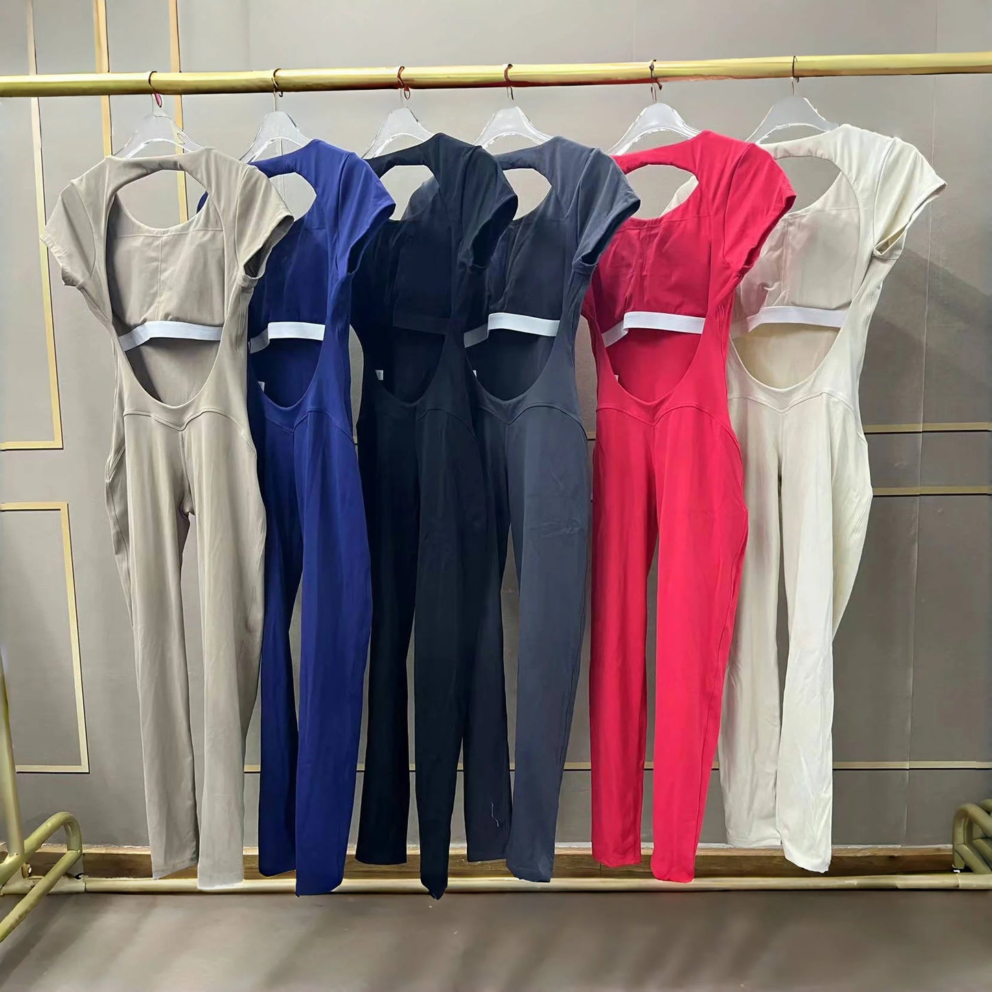 COZOKCN Yoga Jumpsuit Open Back One Piece Women