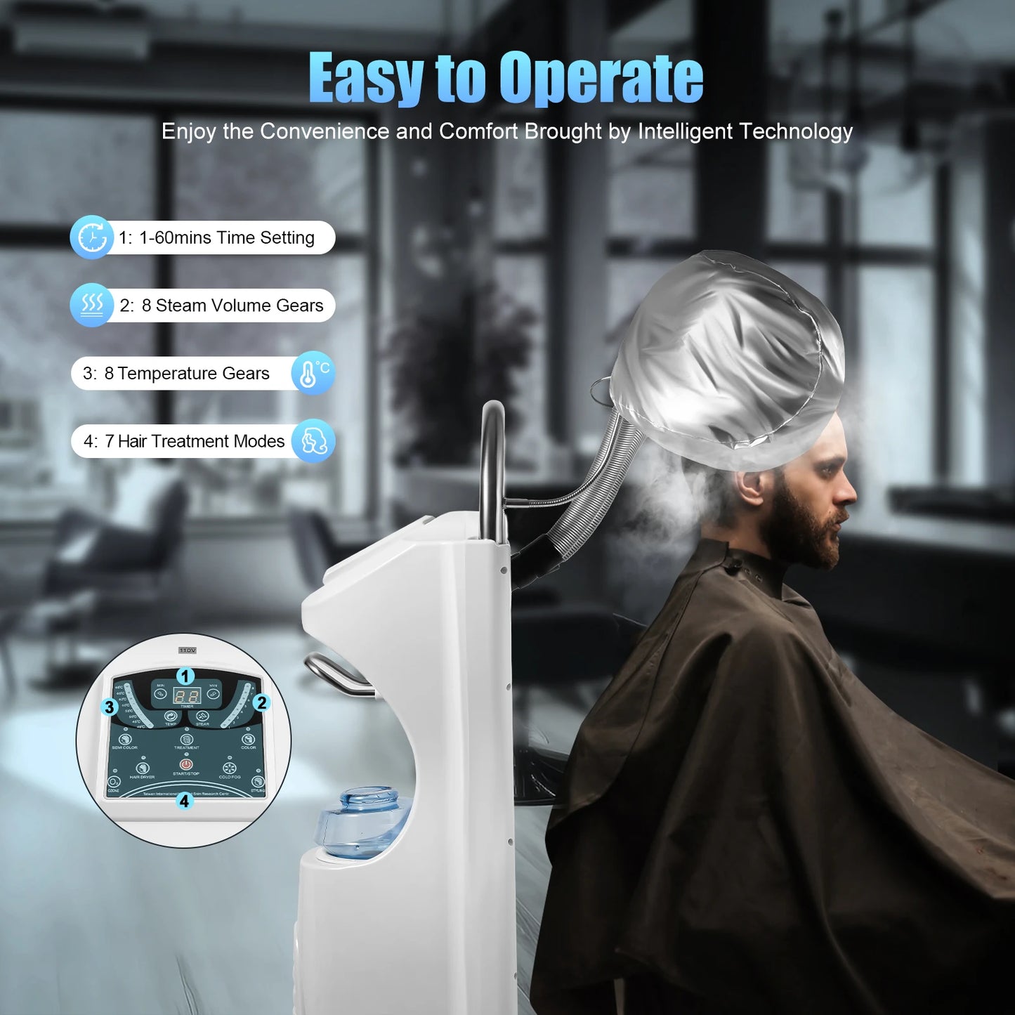 Standing Hair Care SPA Machine White Beauty 110v Hair Coloring Treatment Hair Dryer Styling Nano Steam Beauty Salons