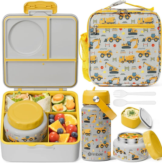 Kids Bento Lunch Box Set With Insulated Food Jar Water Bottle Bag