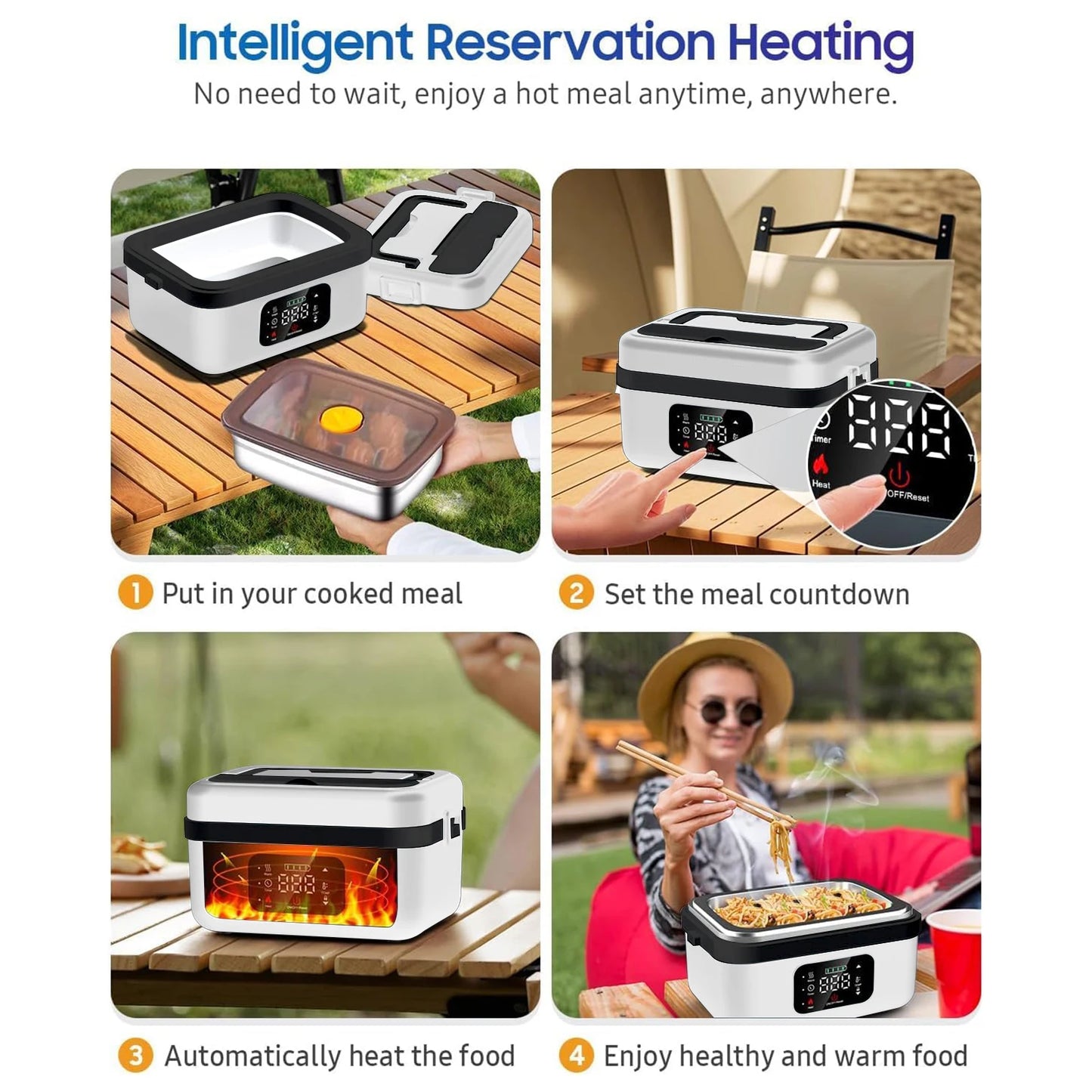 Rechargeable 8000mAh Timer Lunch Box with Warmer