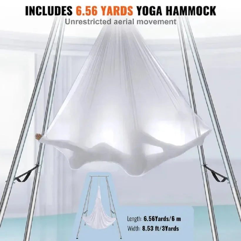 VEVOR Aerial Yoga Frame & Yoga Hammock, 9.67 ft Height Professional Yoga Swing Stand Comes with 6.6 Yards Aerial Hammock, Max 55