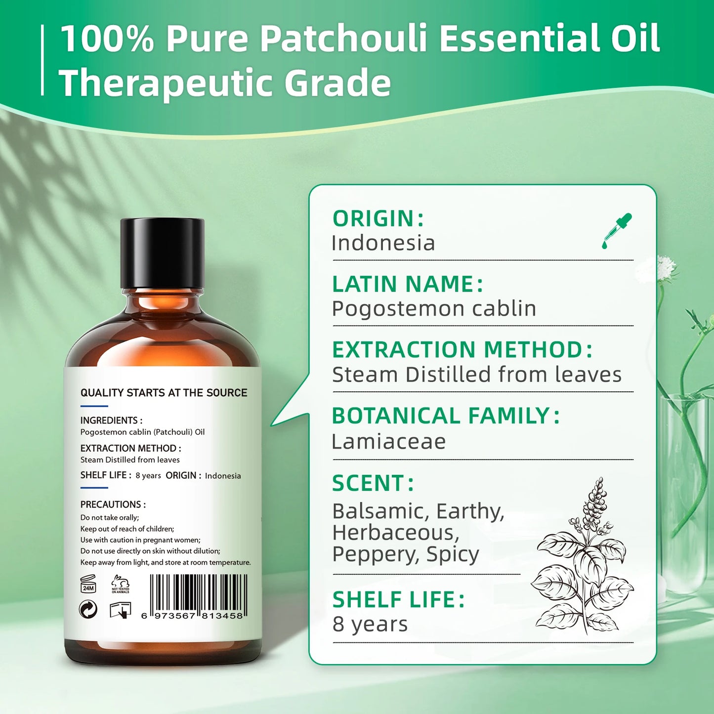 HIQILI Patchouli Essential Oil Pure Aromatherapy