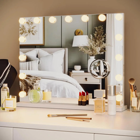 Vanity Mirror With Adjustable LED Lights And 3X Magnification