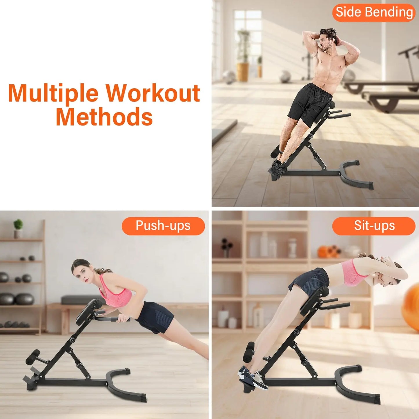 Roman Chair Back Extension Machine Foldable 5 Position Sit up Multi-Functional Hyperextension Back Strength Exercise Bench 330 L