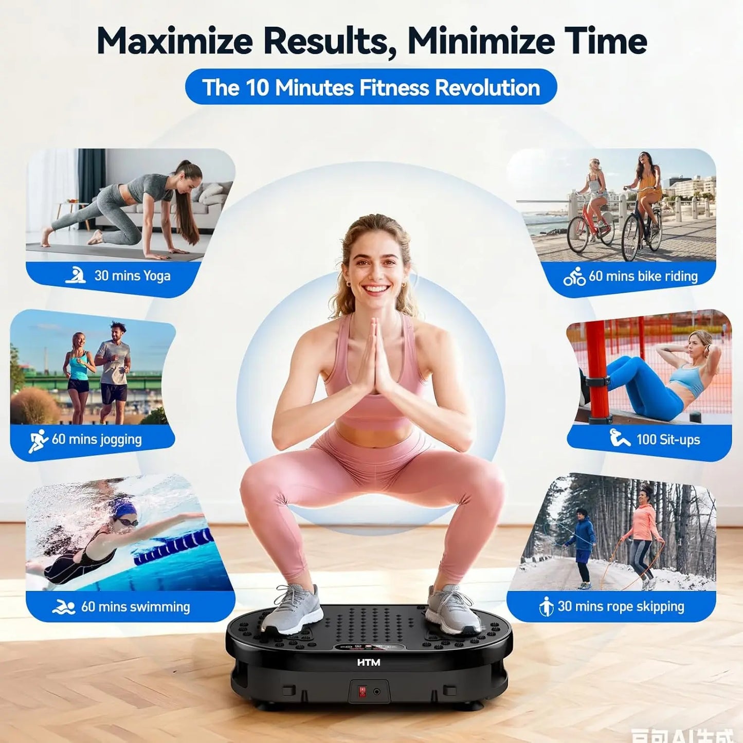 HTMM Vibration Plate 120 Levels 9 Modes Exercise Machine