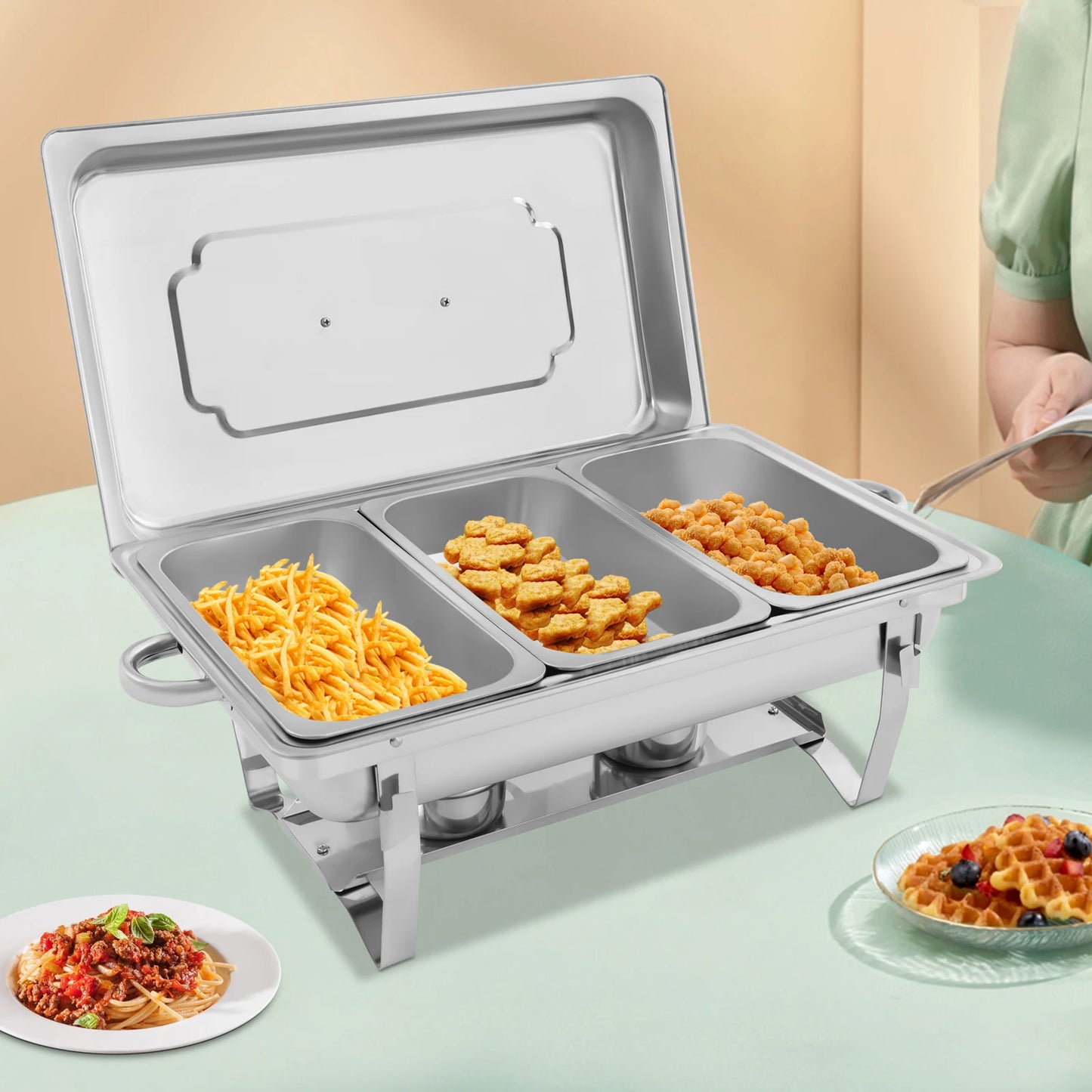 Bymaocar Chafing Dish Buffet Set 3 Grid