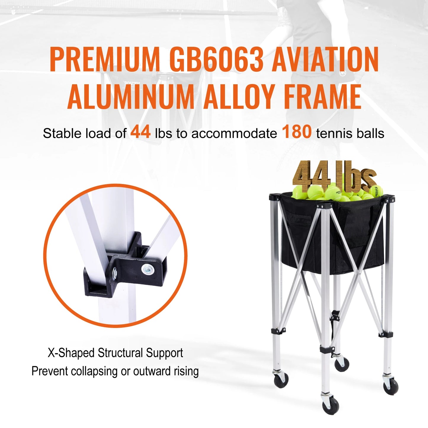VEVOR Foldable Tennis Ball Cart 150/180 Balls