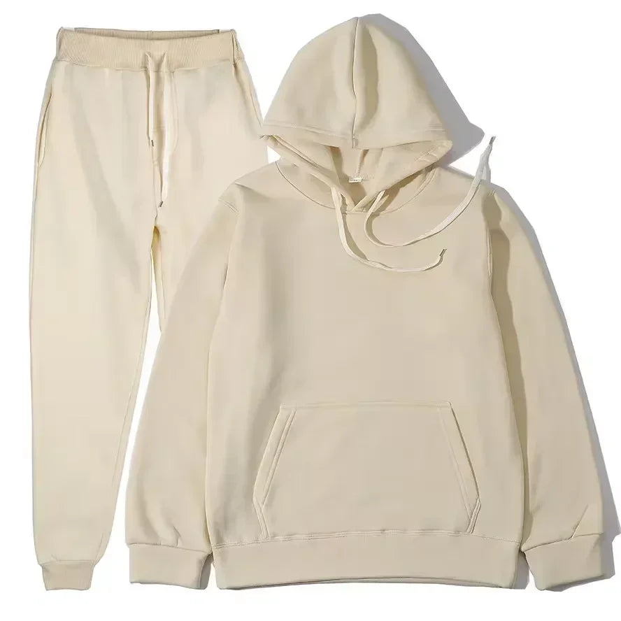 Winter Tracksuit Women Two Piece Set Hooded Sweatpants