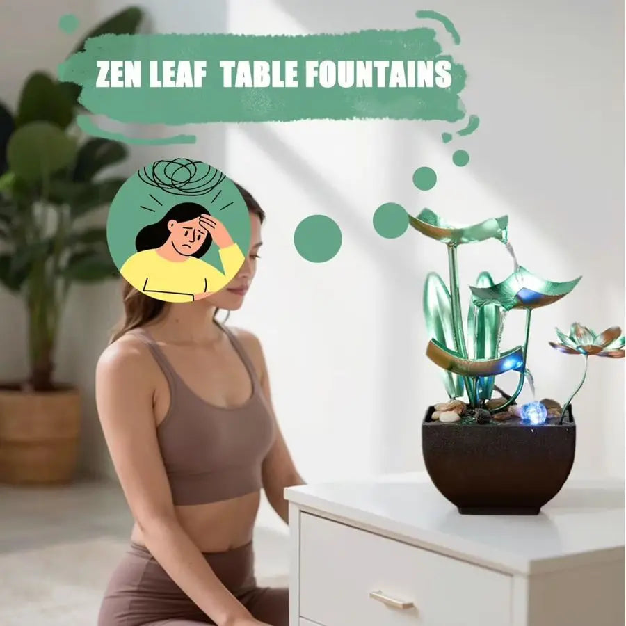 Three Tier Tabletop Water Fountain Lotus Decor