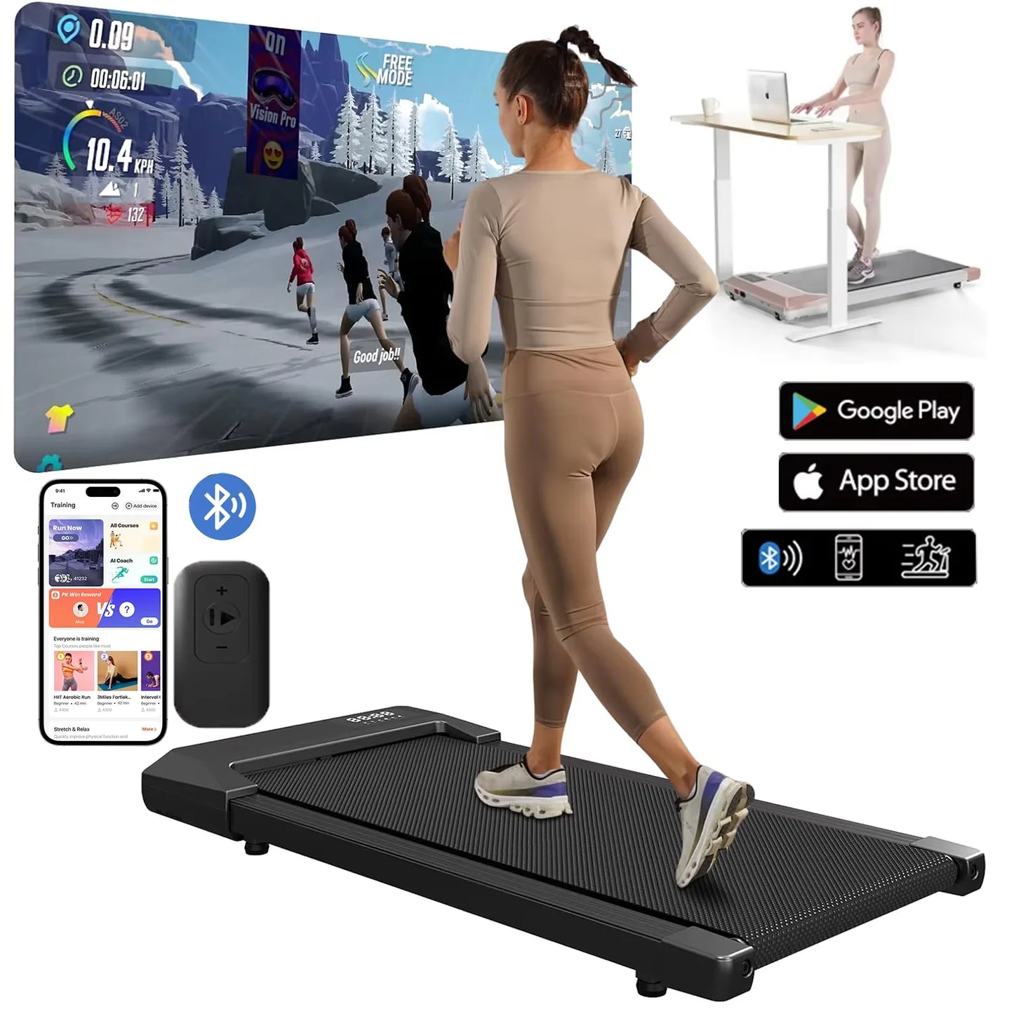 Treadmill 2.5 HP Home Walking Running Pad LCD Display
