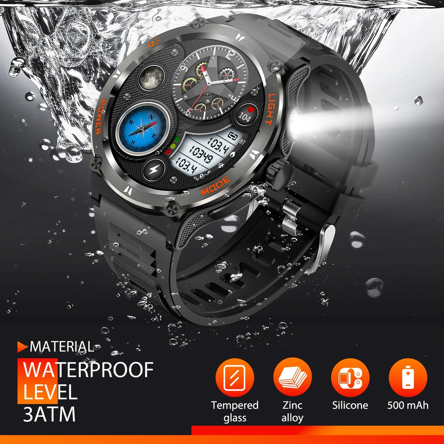 EIGIIS Smart Watch 3ATM Waterproof Heart Rate