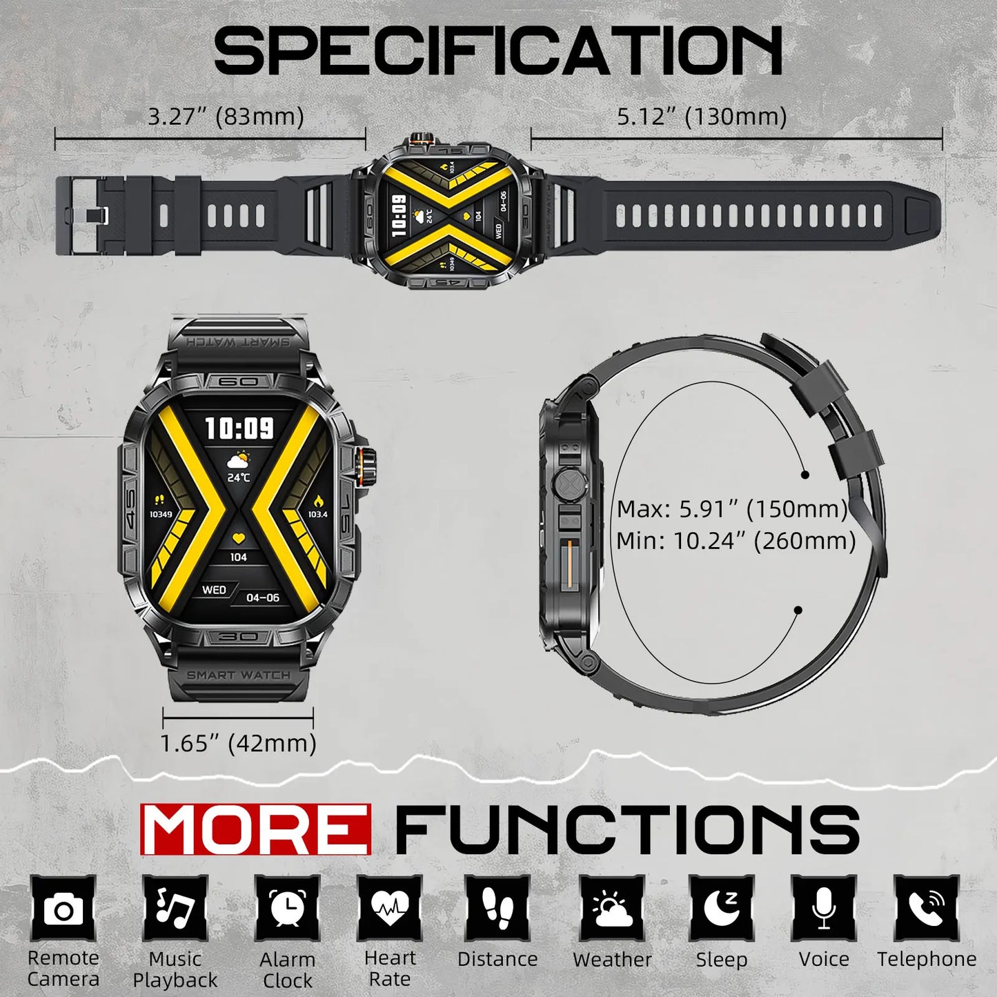 LaNikar K63 Smart Watch IP68 Waterproof Bluetooth Heart Rate Blood Pressure