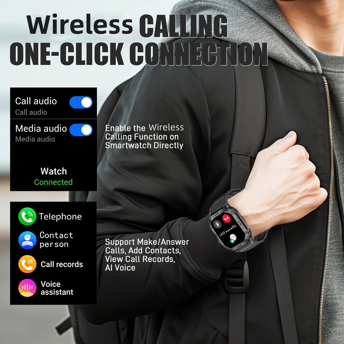 LaNikar K63 Smart Watch IP68 Waterproof Bluetooth Heart Rate Blood Pressure