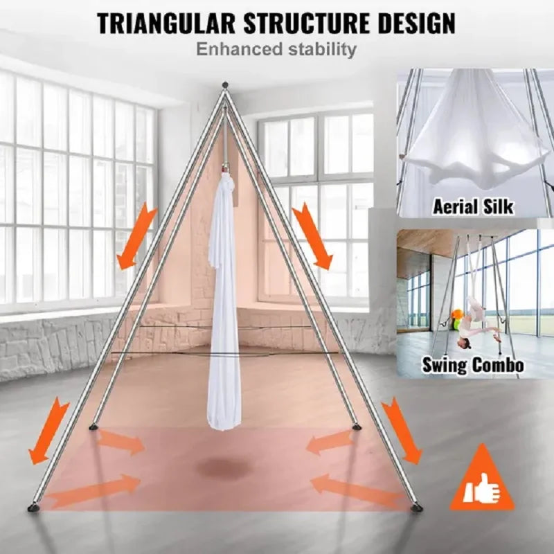 VEVOR Aerial Yoga Frame & Yoga Hammock, 9.67 ft Height Professional Yoga Swing Stand Comes with 6.6 Yards Aerial Hammock, Max 55