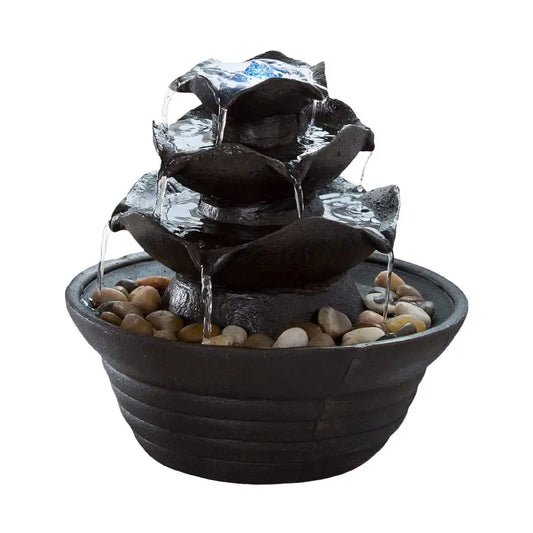 LED Lighted 3 Tier Tabletop Fountain With Soothing Water Sound