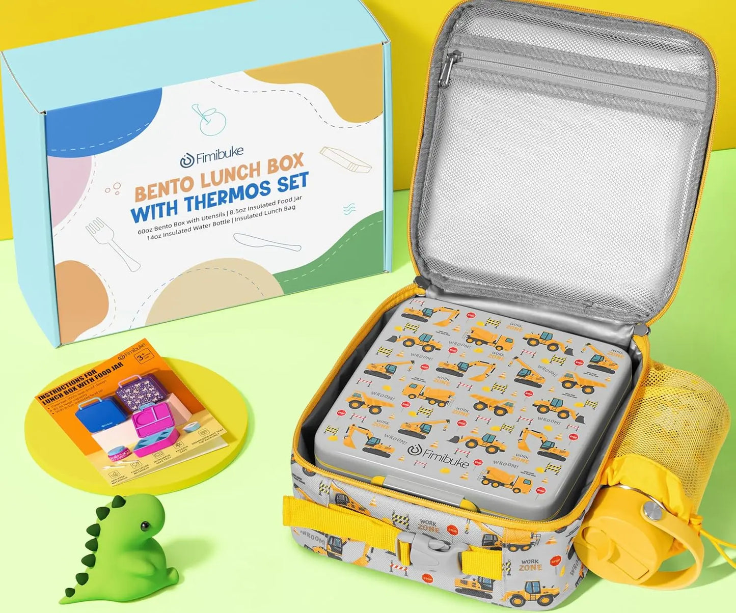 Kids Bento Lunch Box Set With Insulated Food Jar Water Bottle Bag
