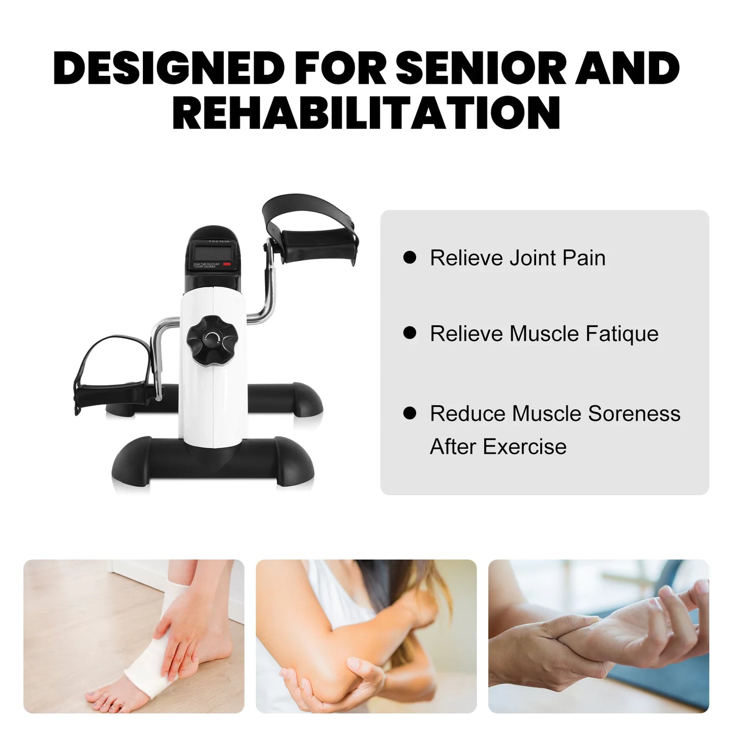 Mini Exercise Bike Multi-Function Stepper Digital Under Desk LCD Screen Display Training Pedal Exerciser Peddler for Leg Arm