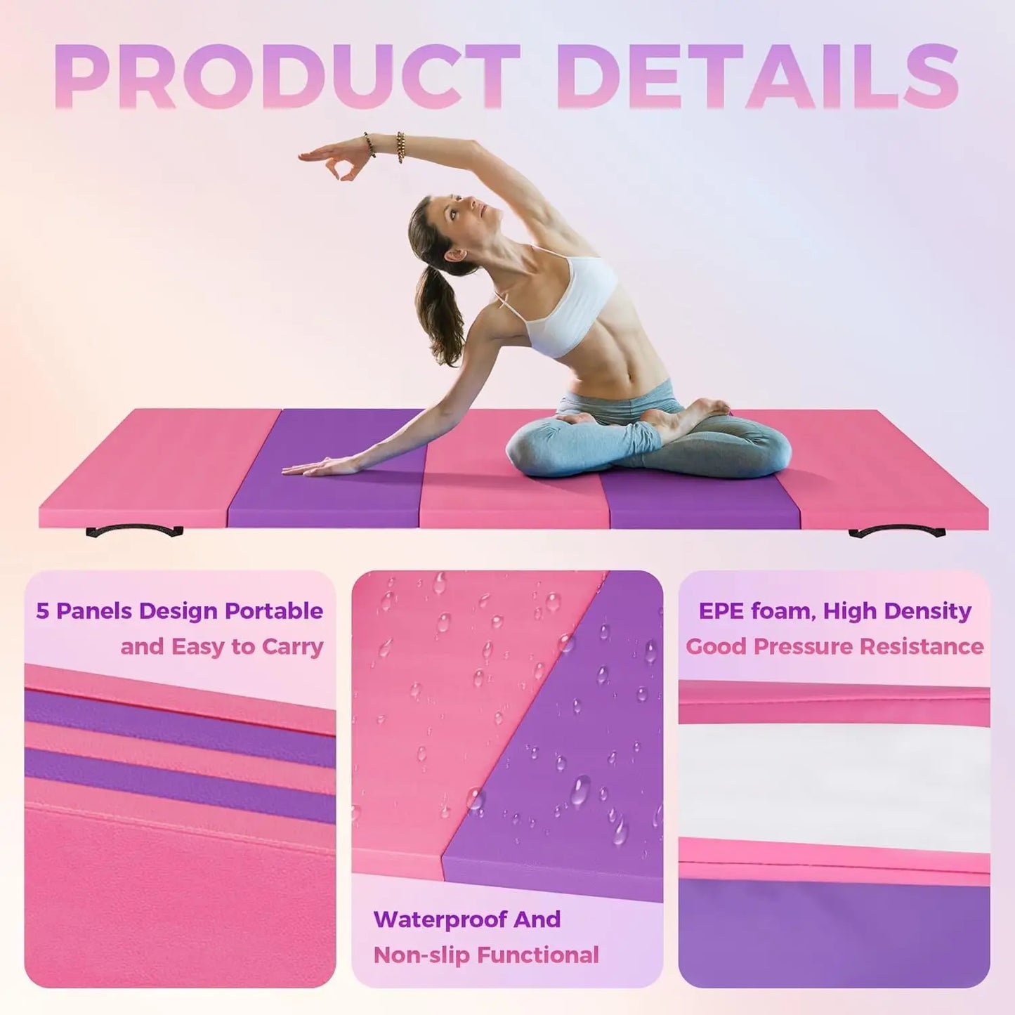 TWISTER.CK Folding Gym Mat Extra Firm High Density Foam Non Slip