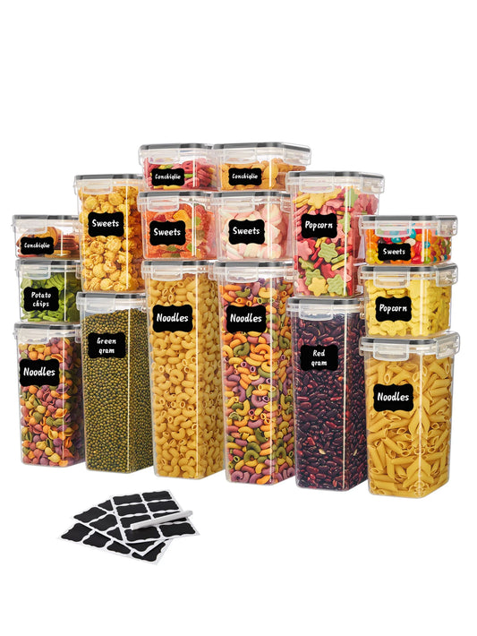 Airtight Storage Containers 30pc Labeled Jars For Grains And Flour