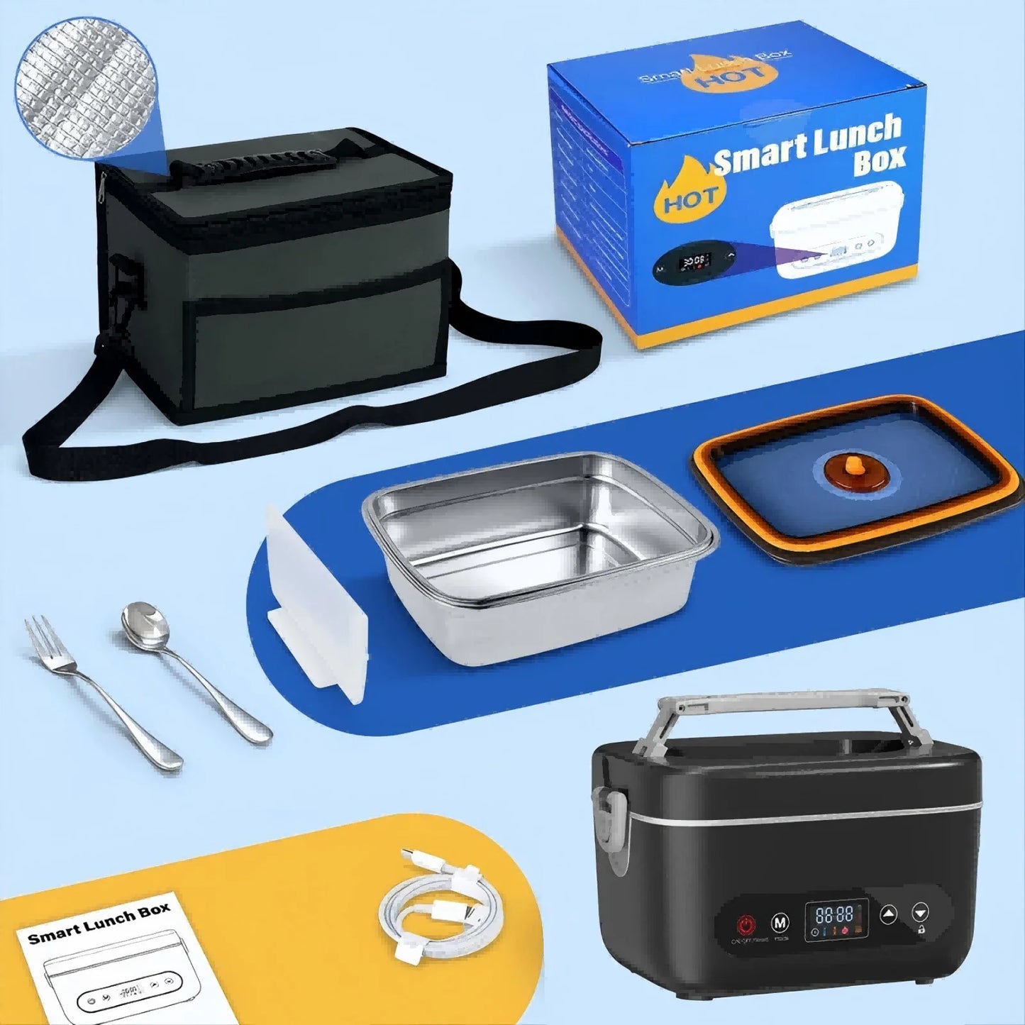 Wireless Lunch Box 12000mAh Five Sided Heating Auto Temperature Control