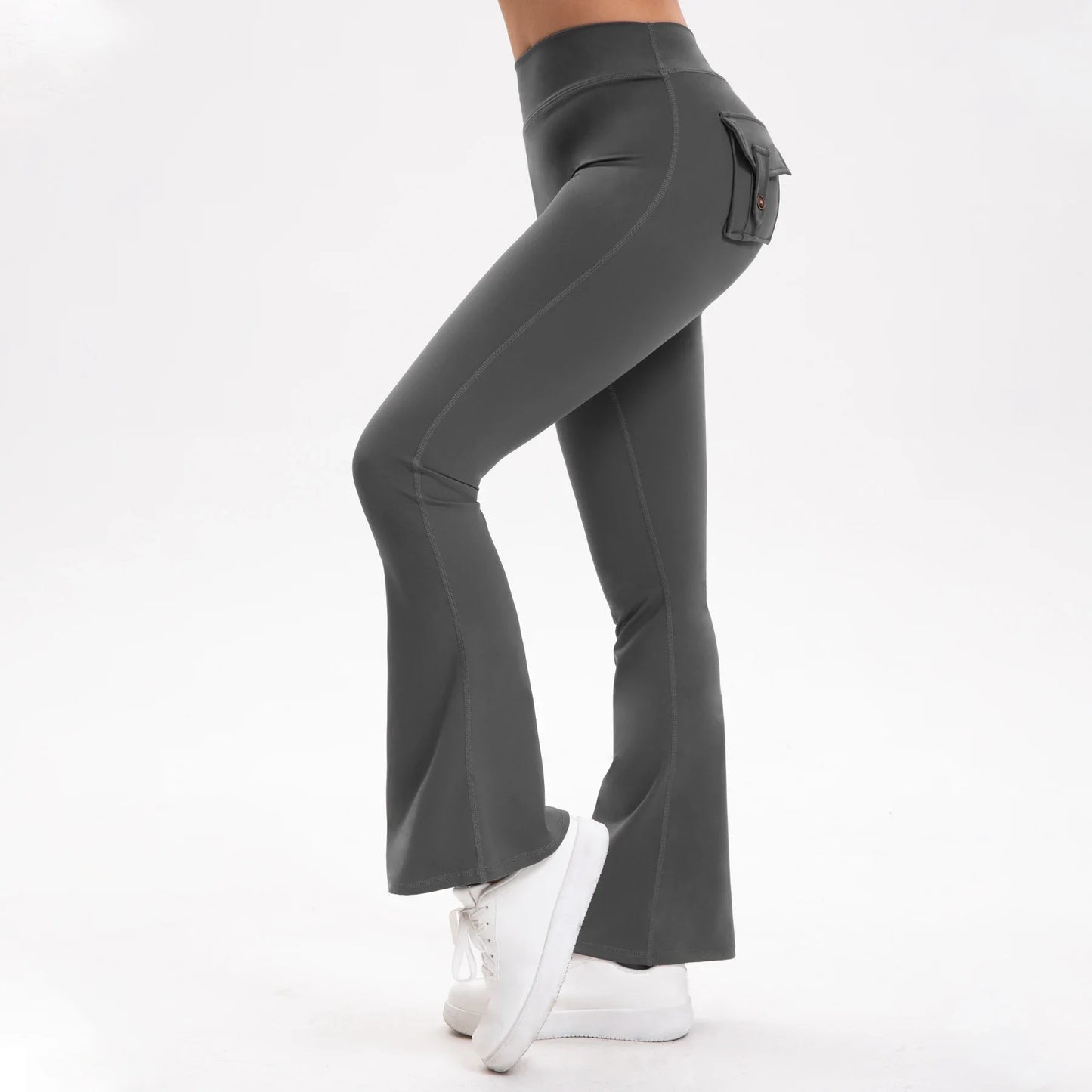 Curve Enhancing Flared Bootcut Yoga Pants High Waist Pockets Breathable