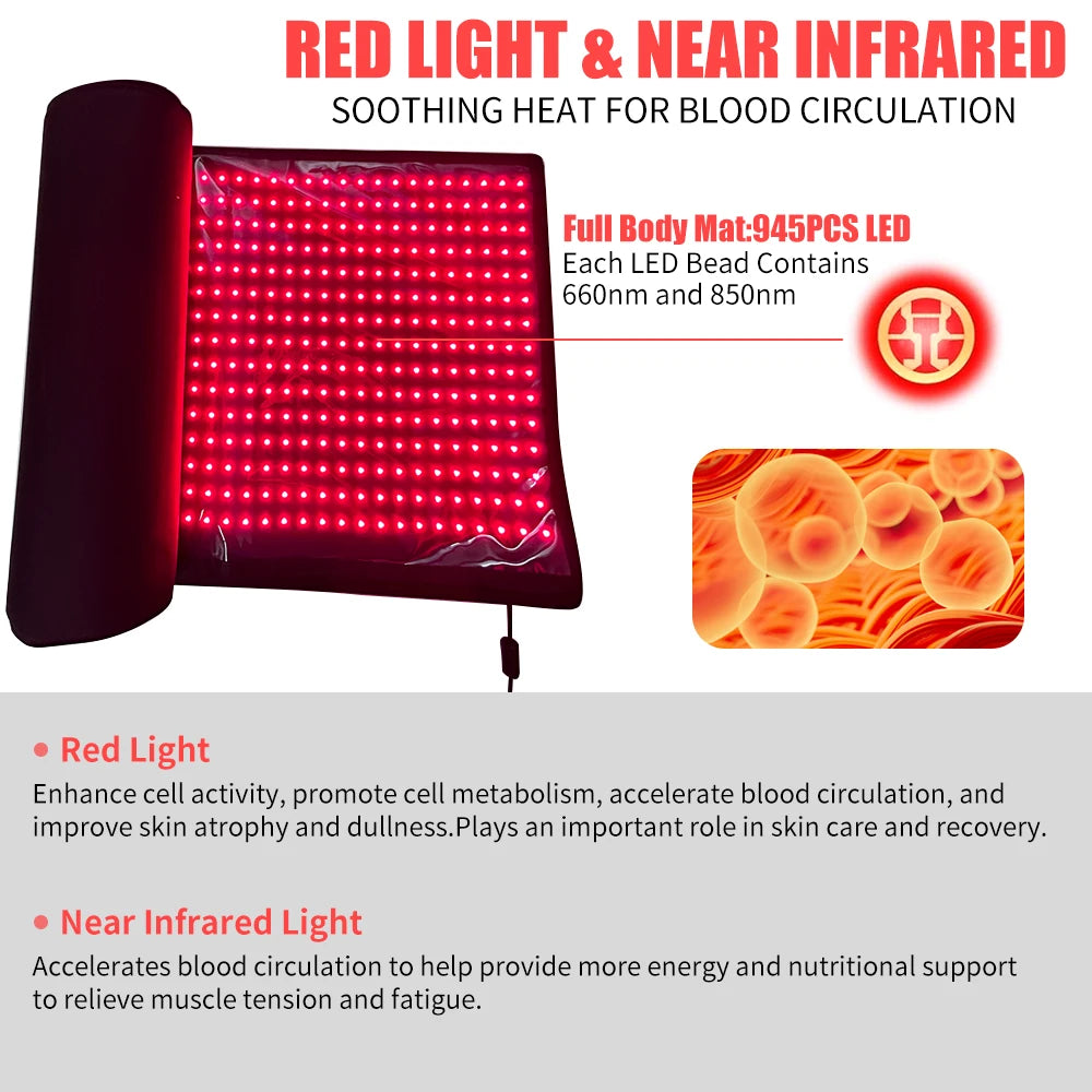 Light Therapy Mat Full Body 660nm 850nm LED Blanket