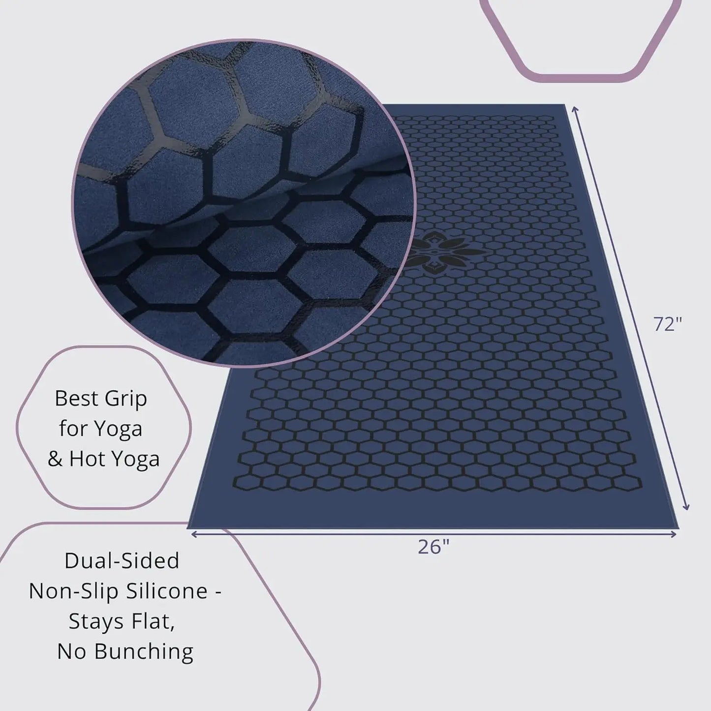 Non Slip Yoga Mat Towel With Honeycomb Grip