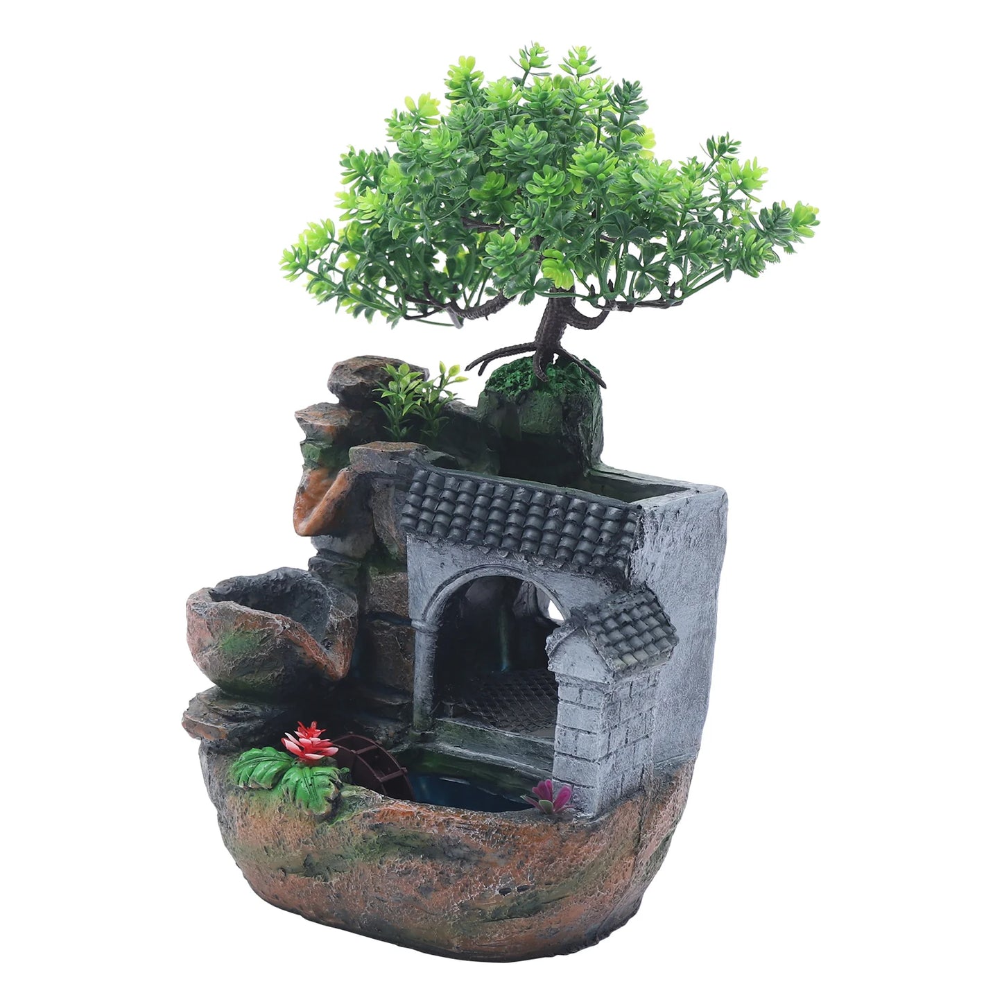 Tabletop Fountain Ornament Resin 110V Decor For Desk And Dresser