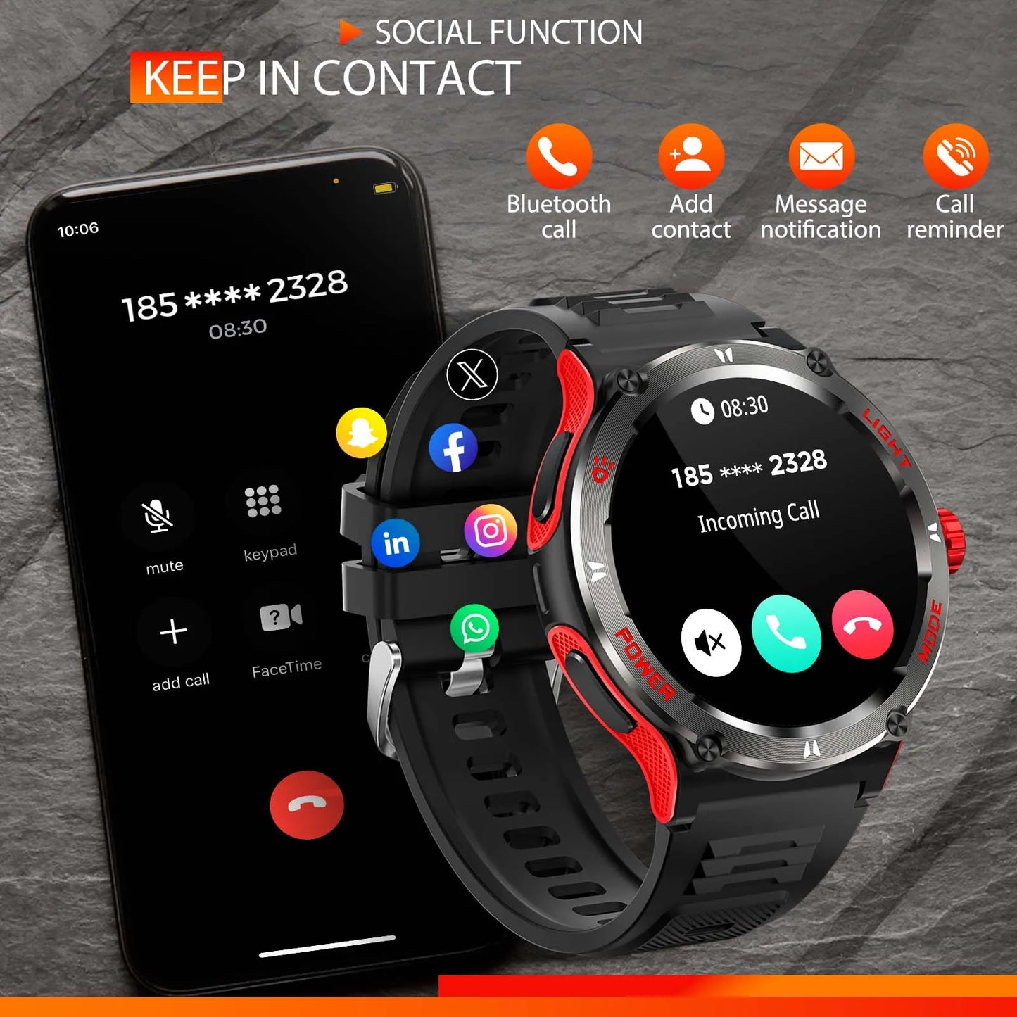 EIGIIS Smart Watch 3ATM Waterproof Heart Rate