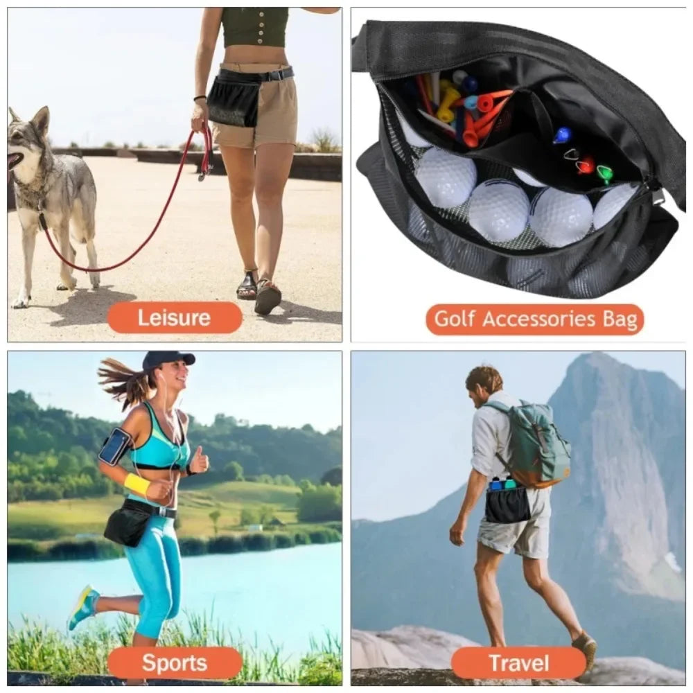 Tennis Pickleball Ball Holder Waist Pack Sweatproof Mesh Pouch