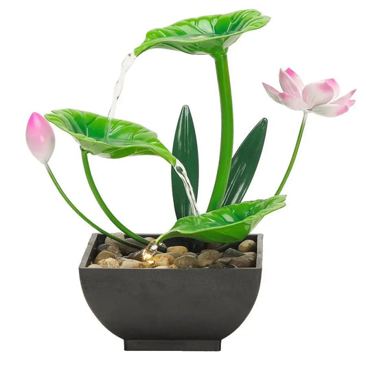 3 Tier Lotus Tabletop Waterfall Fountain For Desk Relaxation Home Decor