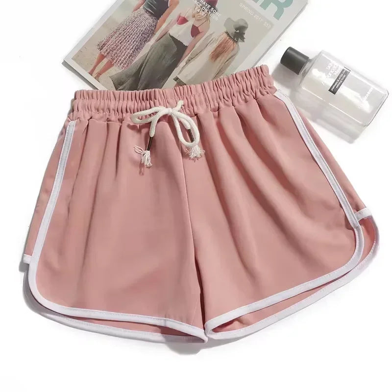 Striped Sports Shorts Women Loose Wide Leg
