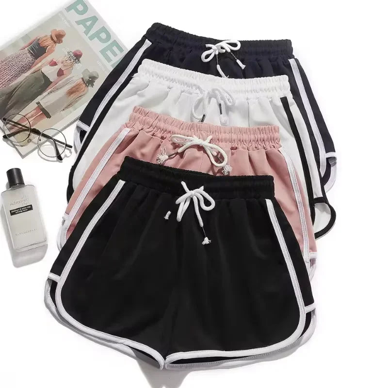 Striped Sports Shorts Women Loose Wide Leg