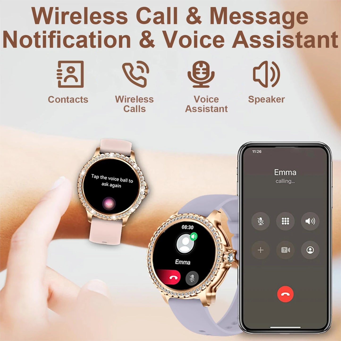 INNOFOVO Women Smartwatch Touchscreen Fitness Tracker With Wireless Calls