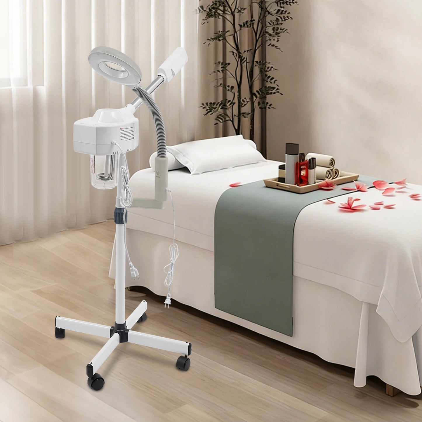 2 in 1 Professional Facial Steamer on Wheels -Ionic Facial Steamer Kit 110V for Facial Deep Cleaning and Moisturize, SPA & Home