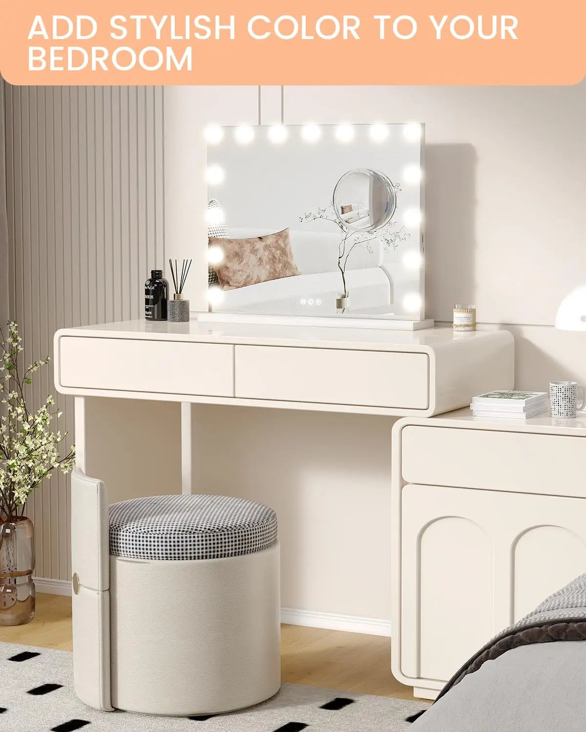 Vanity Mirror With Adjustable LED Lights And 3X Magnification