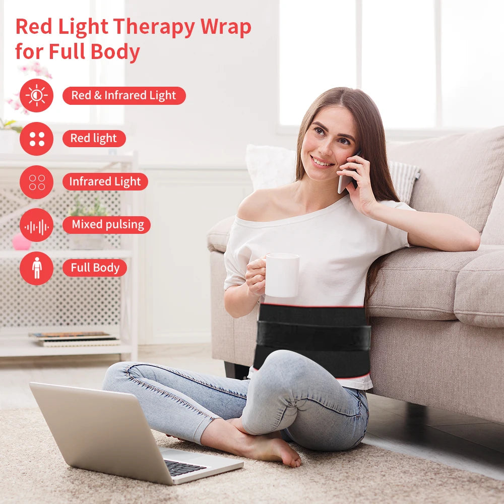 Red Light Therapy Pad for Body 31" x 11" Dual Chip 660nm 850nm LED Infrared Light Device for Waist Back Shoulder Muscle Relax