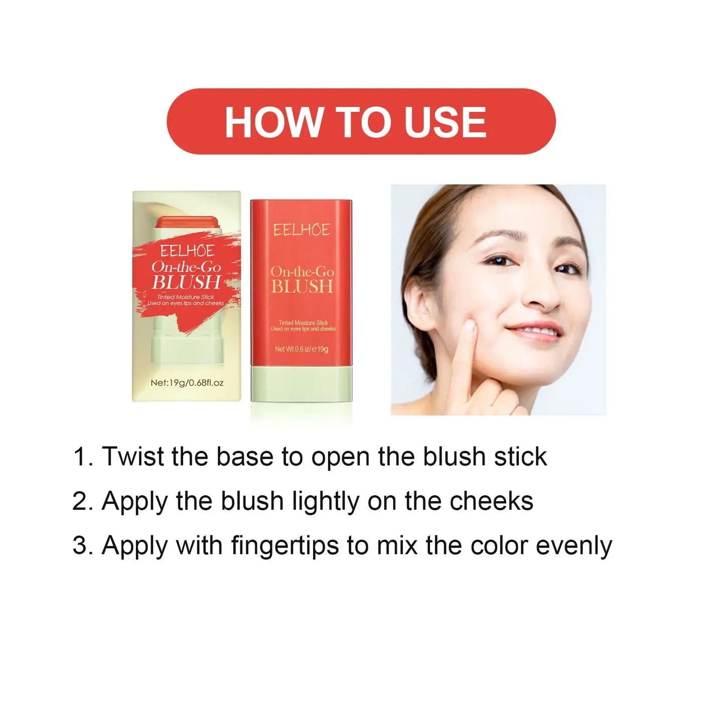 Eelhoe 3 In 1 Blush Stick For Eyes Cheeks Lips