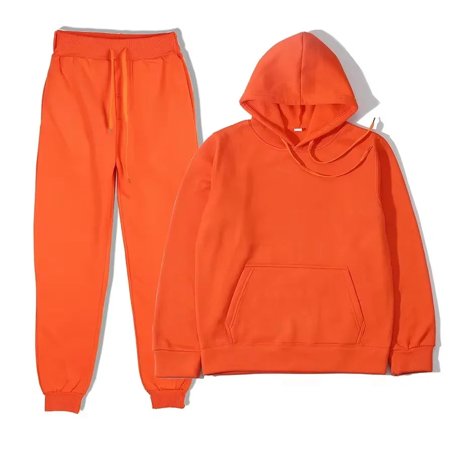 Winter Tracksuit Women Two Piece Set Hooded Sweatpants