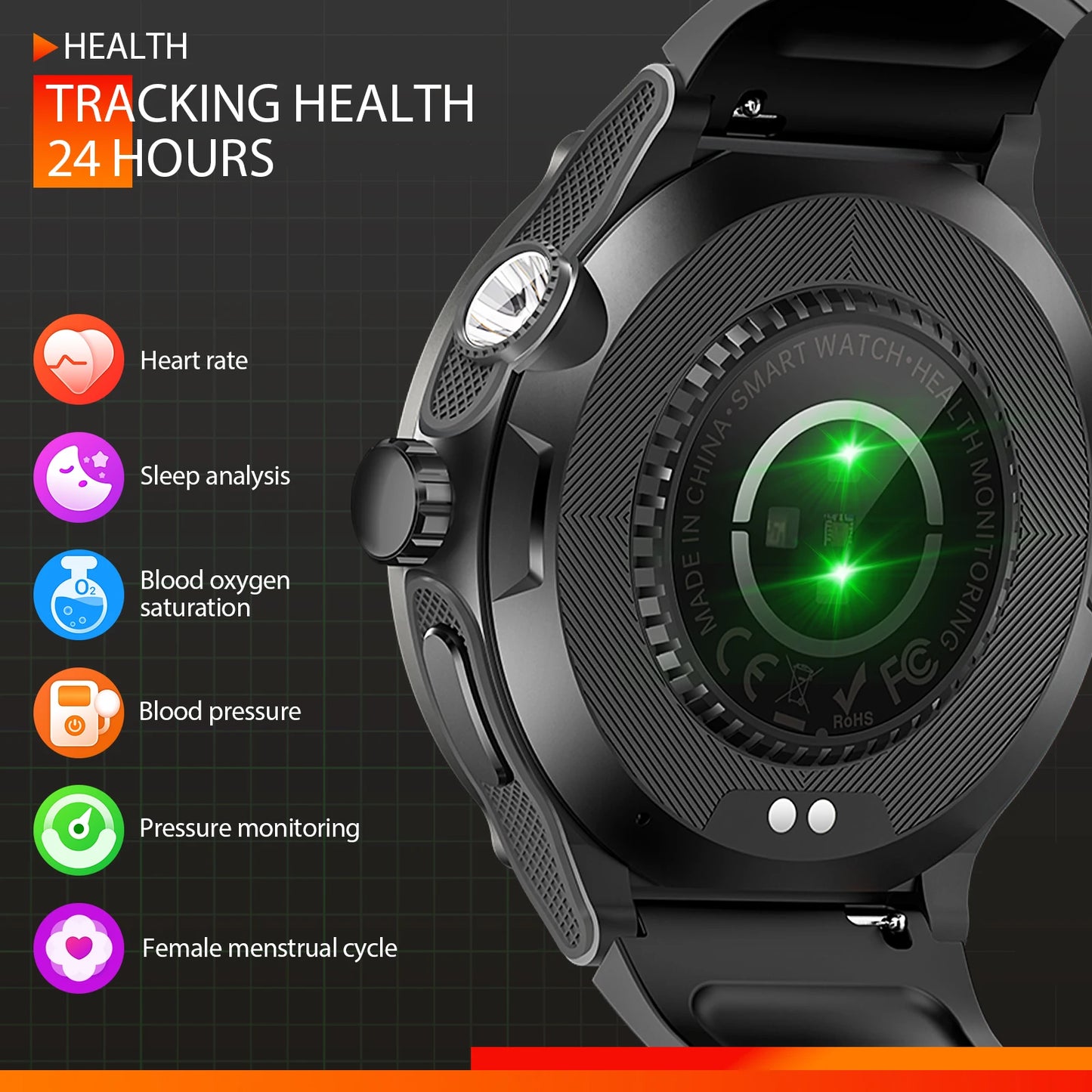 EIGIIS Smart Watch 3ATM Waterproof Heart Rate
