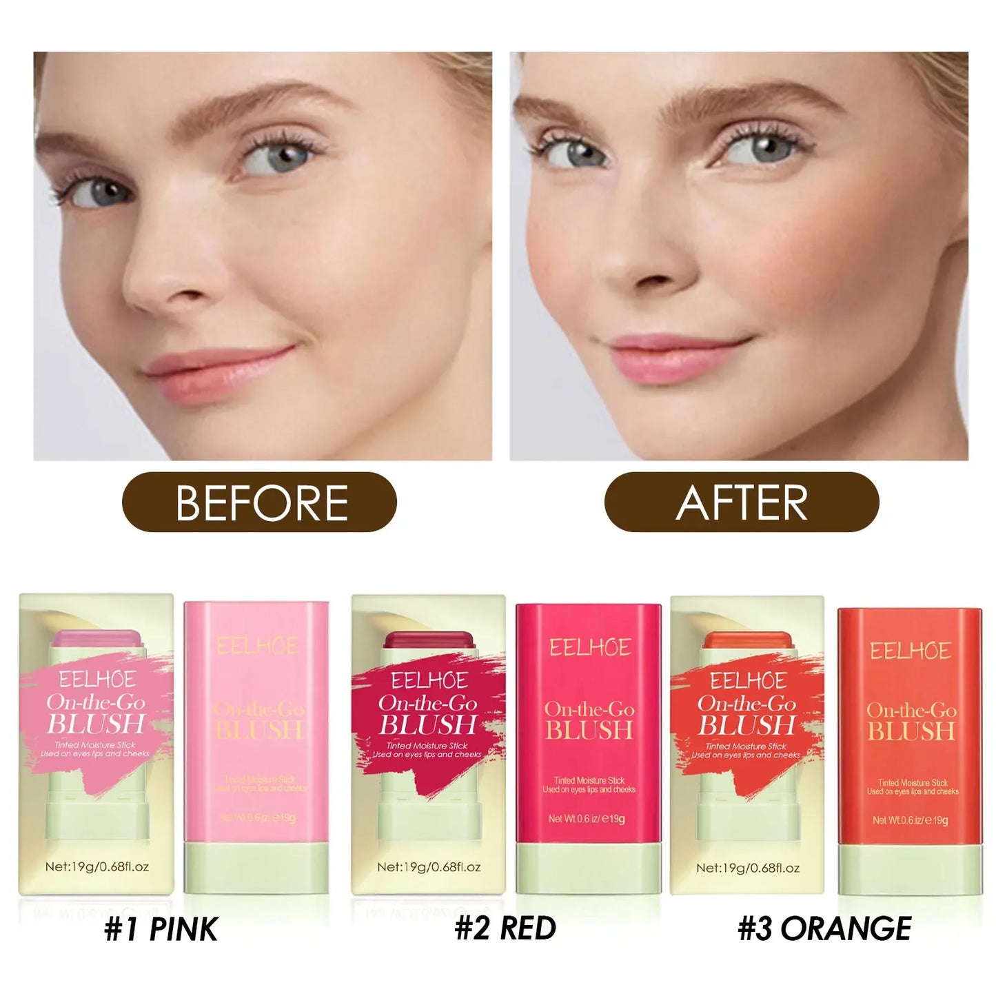 Eelhoe 3 In 1 Blush Stick For Eyes Cheeks Lips