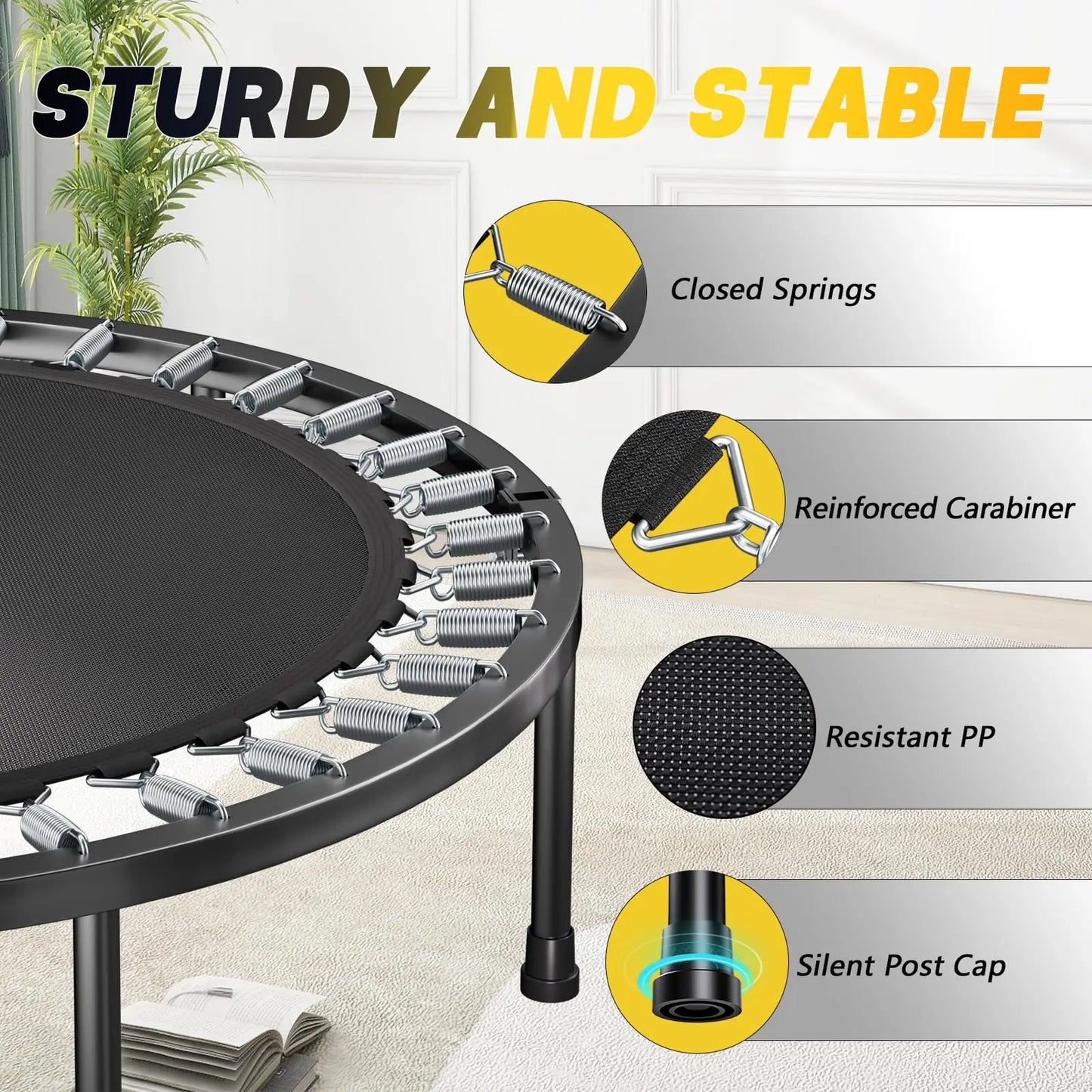 NONE Rebounder Trampoline Foldable With U Bar Handle 350lb