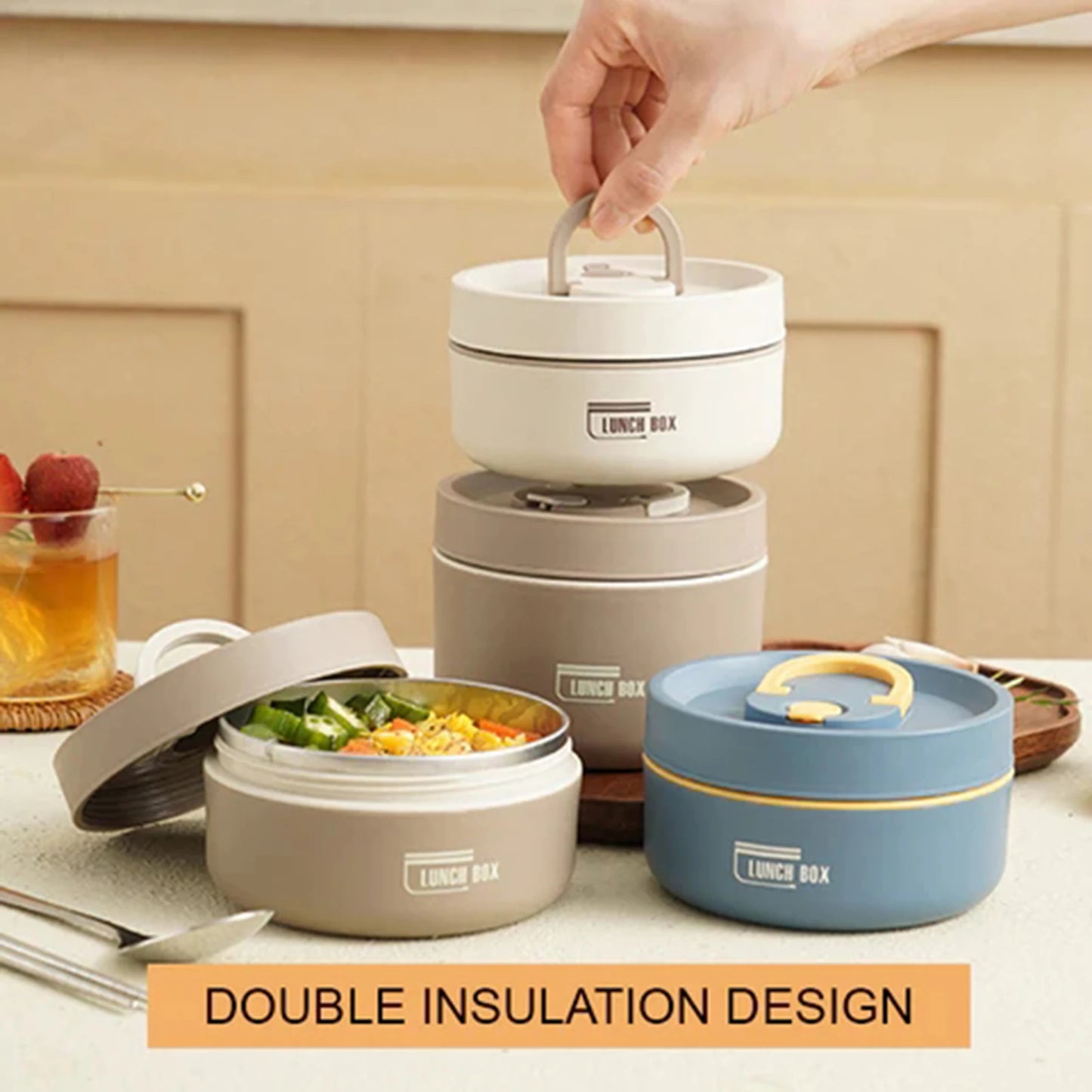 Thermal Lunch Box Leakproof Folding Handle