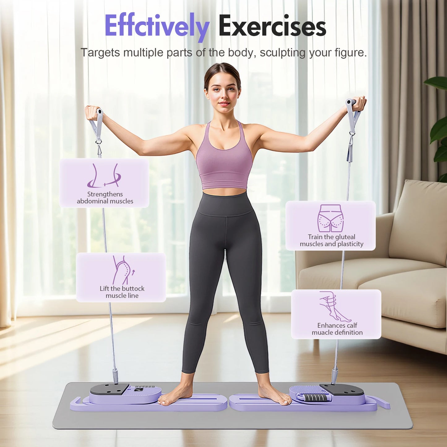 Abdominal Pilates Board Detachable Resistance Bands LCD Display Split Strength Ab Core Trainer Push-up Workout for Men Women