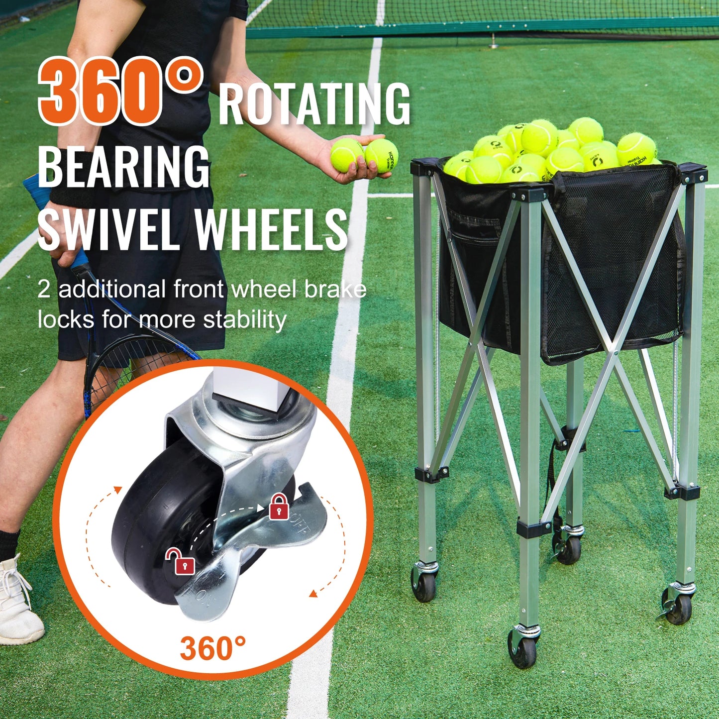 VEVOR Foldable Tennis Ball Cart 150/180 Balls