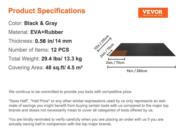 SucceBuy Interlocking Gym Floor Mats With Eva Foam Rubber