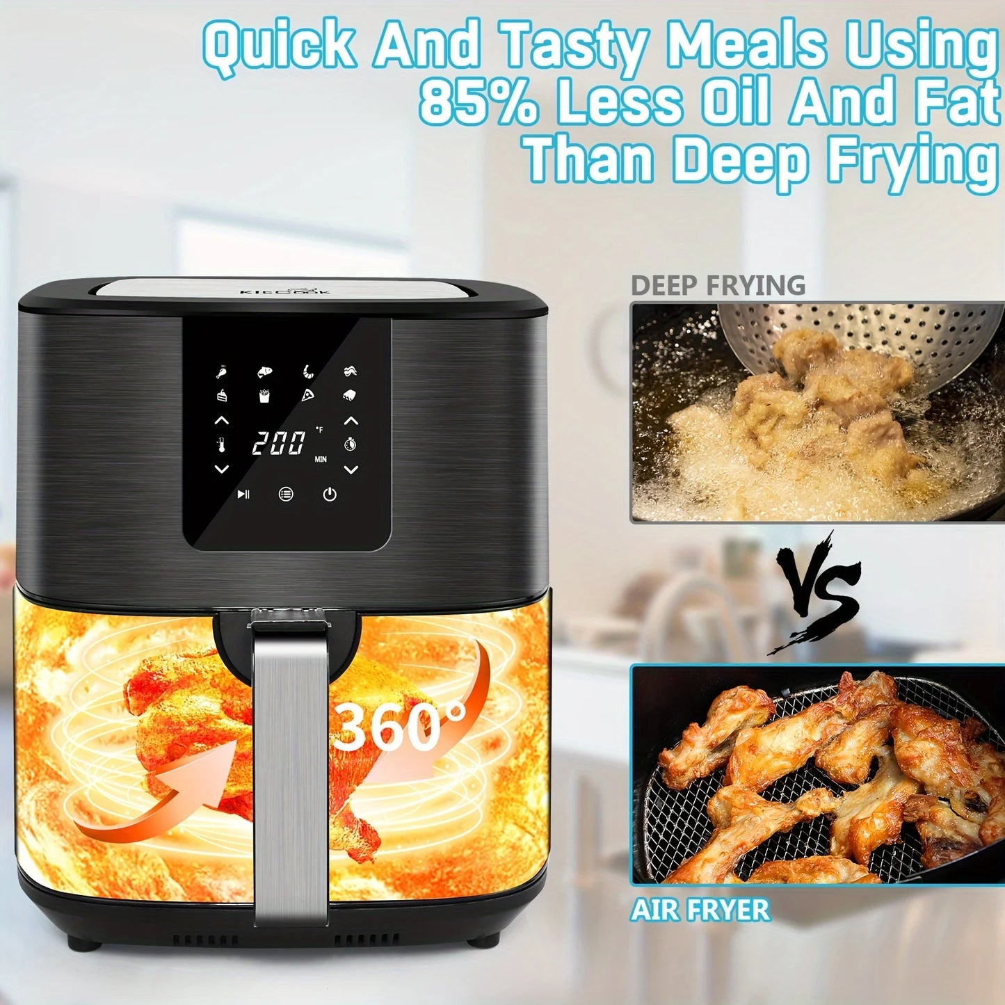 KitCook Air Fryer 1500W With 8 Presets