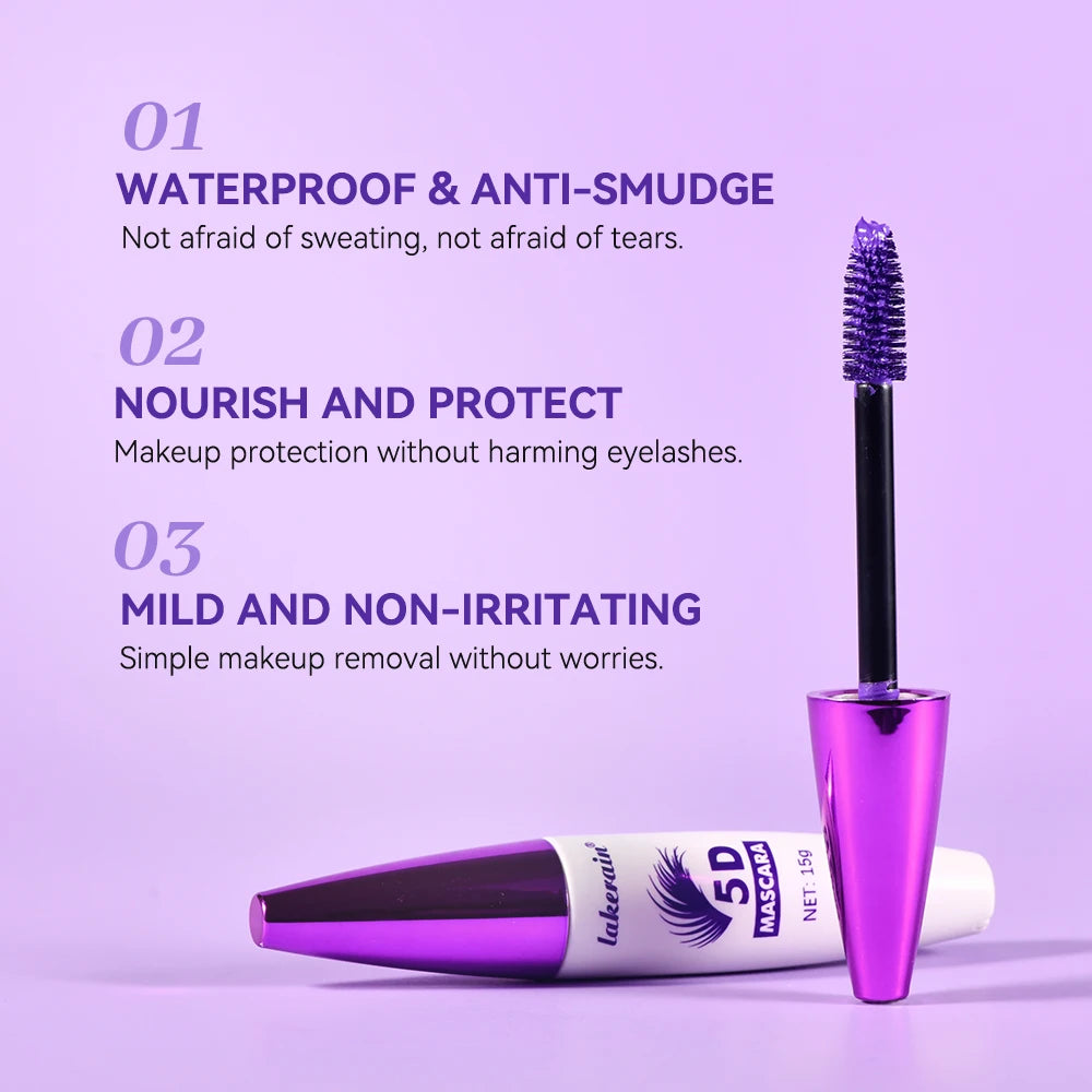 Lakerain 5D Mascara Waterproof Long Lasting Smudge Proof Lengthening