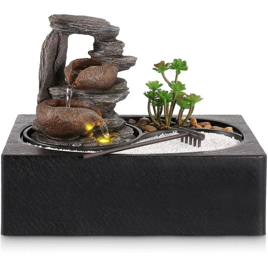 Indoor Waterfall Tabletop Fountain With Led Light For Zen Relaxation