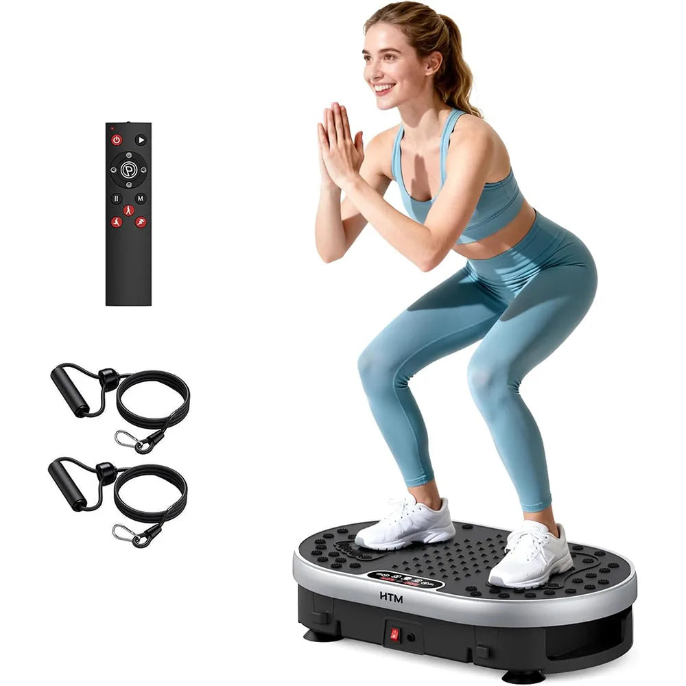 HTMM Vibration Plate Exercise Machine 120 Speed Levels 9 Preset Programs